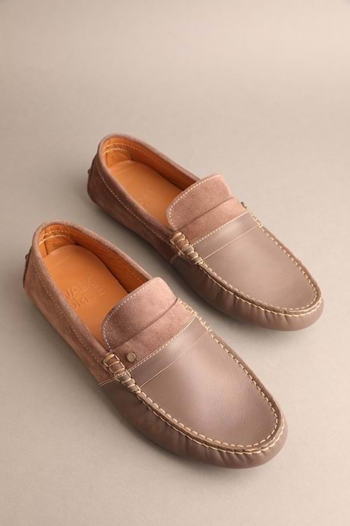Gondol Erkek Hakiki Deri Klasik Loafer Vizon 42 ttx.20134