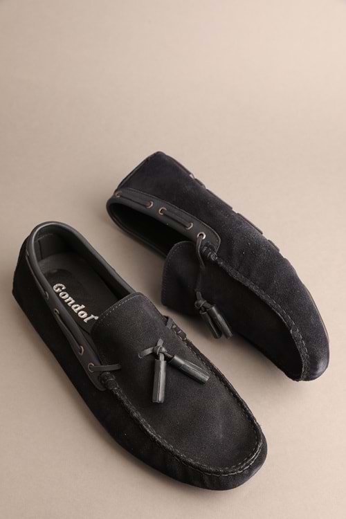 Gondol Erkek Hakiki Deri Klasik Loafer Lacivert Süet 42 ttx.20138