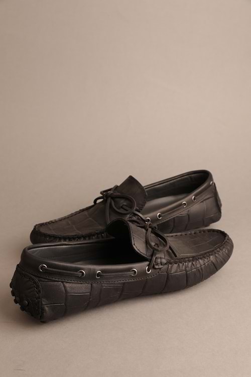 Gondol Erkek Hakiki Deri Klasik Loafer Siyah Croco 41 ttx.20167