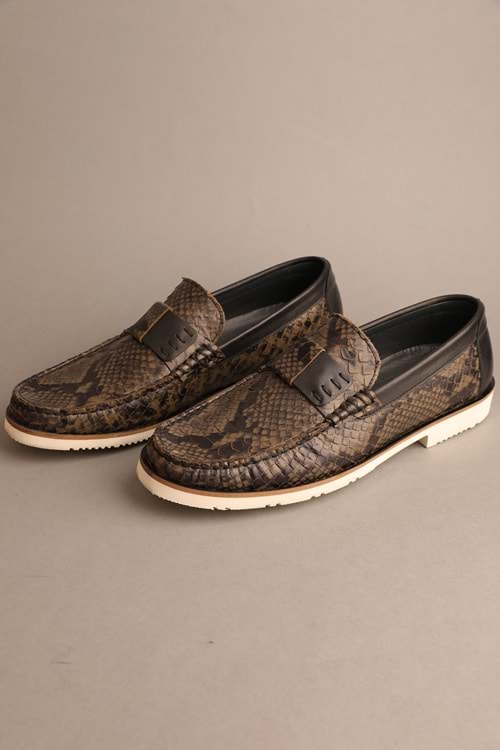 Gondol Erkek Hakiki Deri Klasik Loafer Siyah Yılan 42 ttx.20178