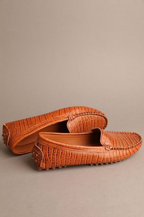 Gondol Kadın Hakiki Deri Klasik Loafer Taba Croco 37 ttx.701