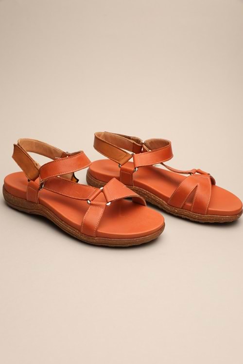 Gondol Kadın Hakiki Deri Klasik Sandalet Turuncu 37 ttx.802