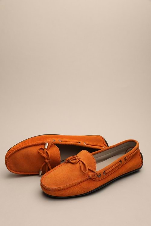 Gondol Kadın Hakiki Deri Klasik Loafer Turuncu Süet 37 ttx.761