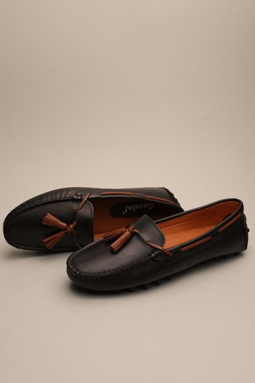 Gondol Kadın Hakiki Deri Klasik Loafer Siyah 41 ttx.786