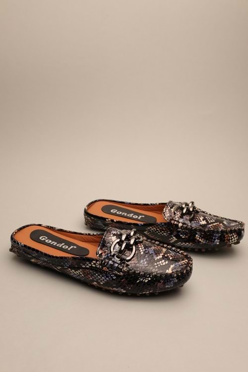 Gondol Kadın Hakiki Deri Klasik Terlik Siyah Yılan 37 ttx.919