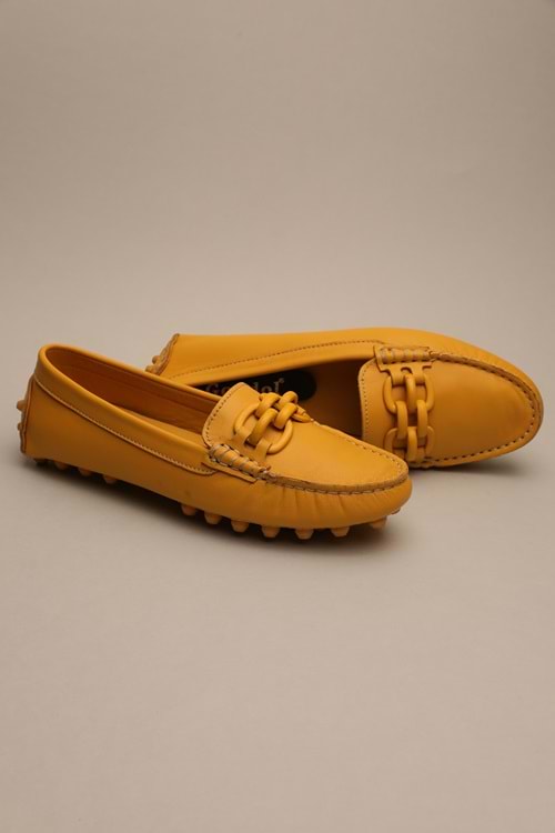 Gondol Kadın Hakiki Deri Klasik Loafer Sarı 37 ttx.7018