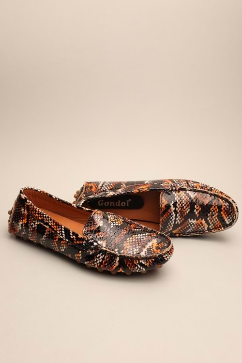 Gondol Kadın Hakiki Deri Klasik Loafer Siyah Yılan 37 ttx.7019