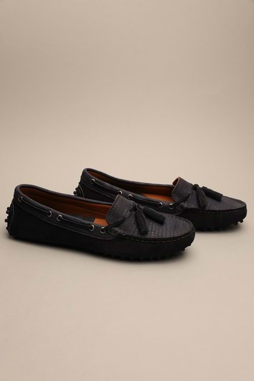 Gondol Kadın Hakiki Deri Klasik Loafer Lacivert Süet 37 ttx.70112