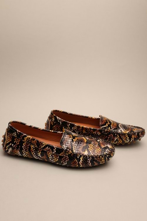 Gondol Kadın Hakiki Deri Klasik Loafer Siyah Yılan 37 ttx.70116