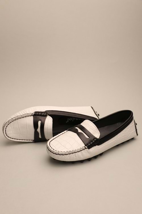 Gondol Kadın Hakiki Deri Klasik Loafer Beyaz 37 ttx.70118