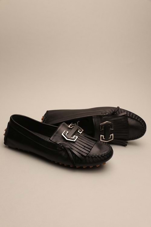 Gondol Kadın Hakiki Deri Klasik Loafer Siyah 37 ttx.70120