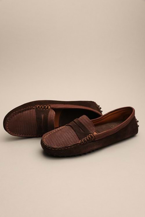 Gondol Kadın Hakiki Deri Klasik Loafer Kahve Süet 37 ttx.70121