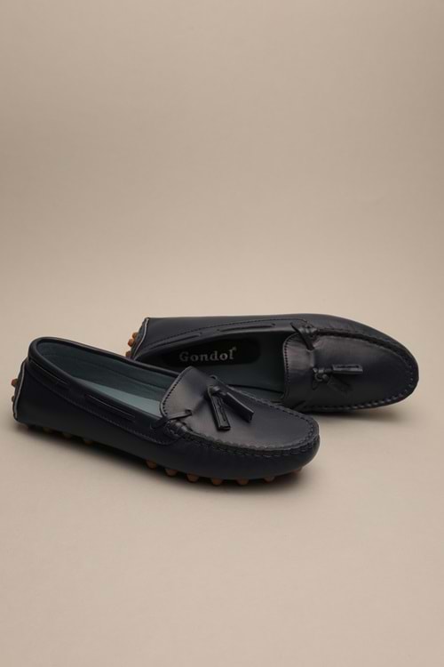 Gondol Kadın Hakiki Deri Klasik Loafer Lacivert 37 ttx.70128