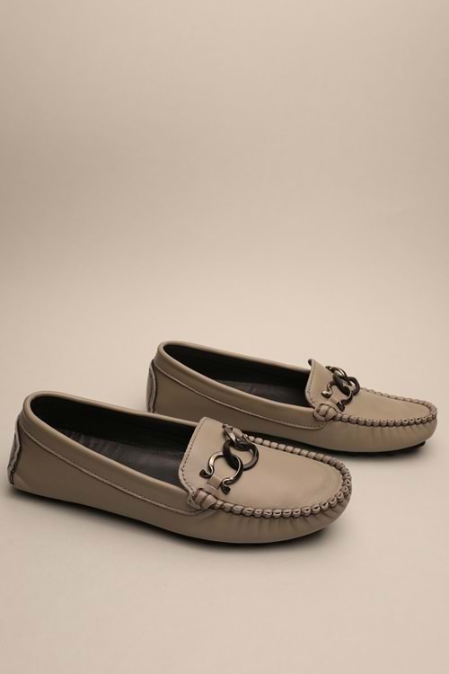 Gondol Kadın Hakiki Deri Klasik Loafer Gri 37 ttx.70129