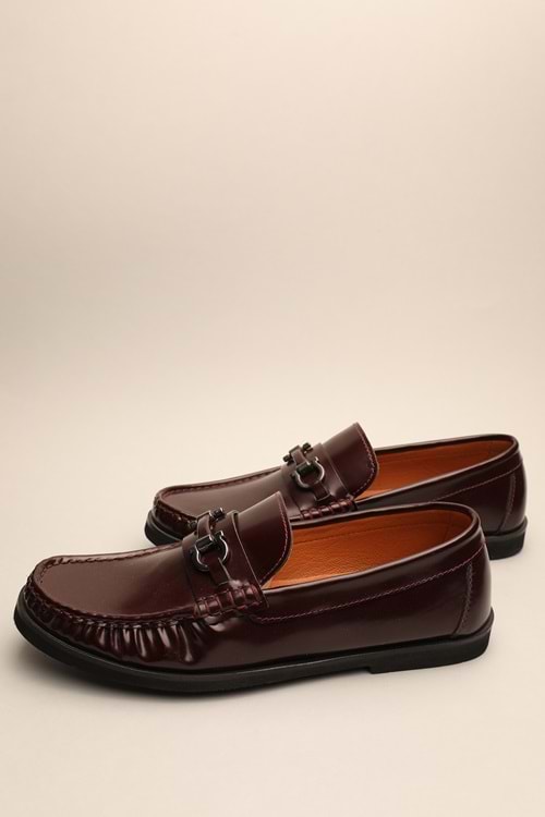 Gondol Erkek Hakiki Deri Klasik Loafer Bordo 42 ttx.630