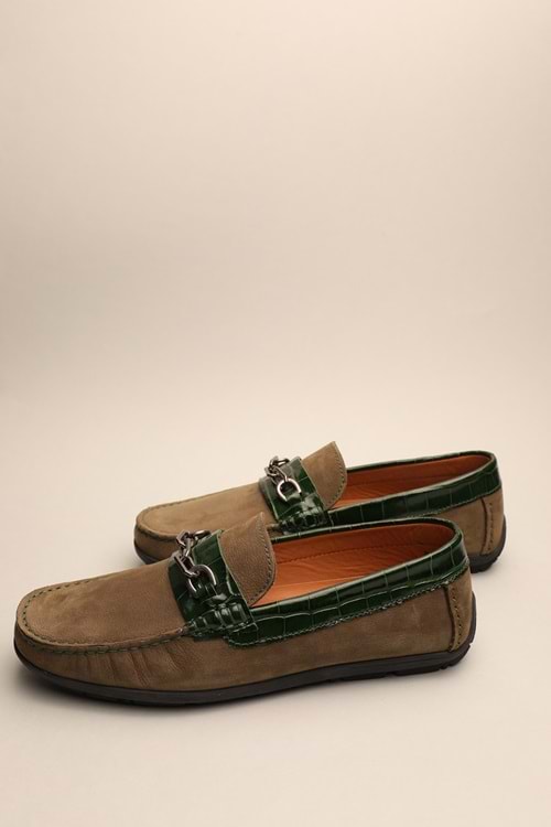 Gondol Erkek Hakiki Deri Klasik Loafer Yeşil 41 ttx.636