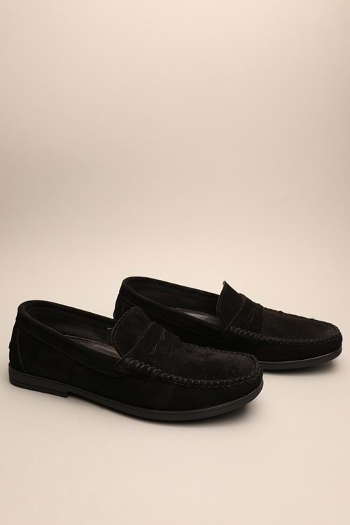 Gondol Erkek Hakiki Deri Klasik Loafer Siyah Süet 41 ttx.639