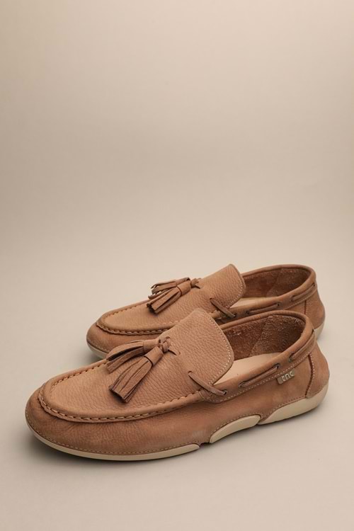 Gondol Erkek Hakiki Deri Klasik Loafer Vizon 42 ttx.681