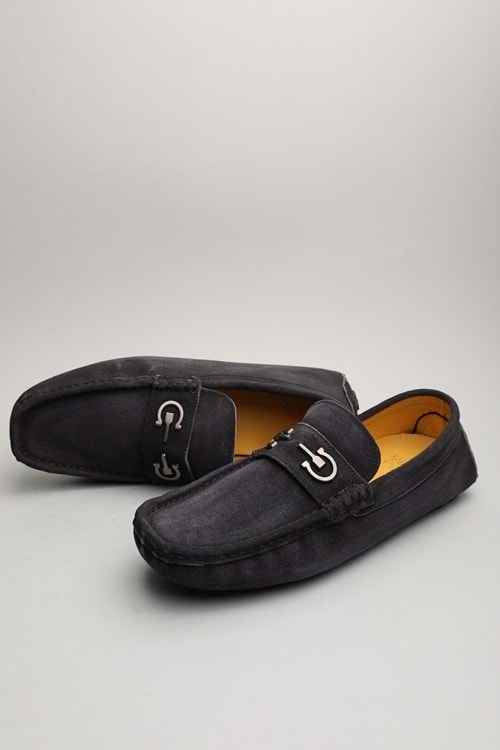 Gondol Erkek Hakiki Deri Klasik Loafer Siyah Süet 43 ttx.6013