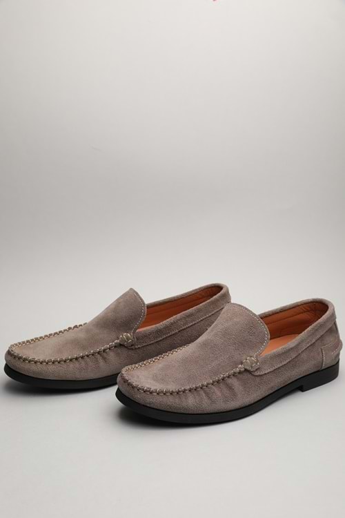 Gondol Erkek Hakiki Deri Klasik Loafer Vizon Süet 42 ttx.60124