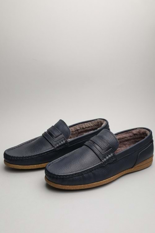 Gondol Erkek Hakiki Deri Klasik Loafer Lacivert 42 ttx.60132