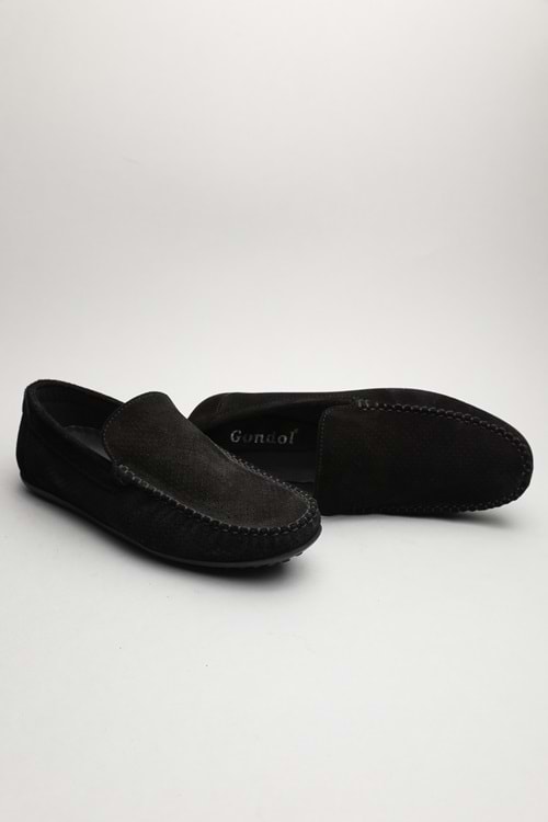 Gondol Erkek Hakiki Deri Klasik Loafer Siyah Süet 41 ttx.60143