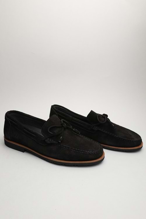 Gondol Erkek Hakiki Deri Klasik Loafer Siyah Süet 42 ttx.60154