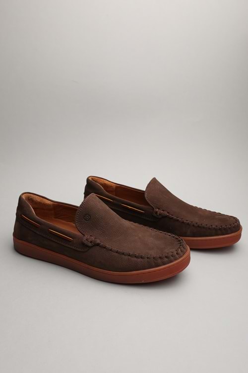 Gondol Erkek Hakiki Deri Klasik Loafer Kahve Nubuk 41 ttx.60156
