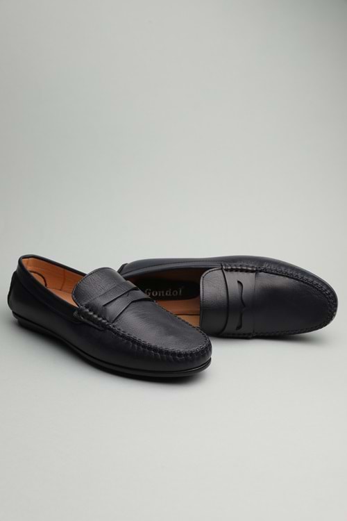 Gondol Erkek Hakiki Deri Klasik Loafer Lacivert 42 ttx.60187
