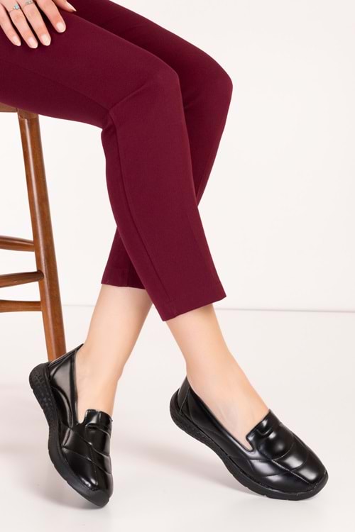 Gondol Içi Dışı Hakiki Deri Faylon Taban Hafif Babet Ayakkabı sc.1210 - siyah rugan - 36