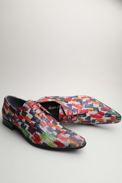 Gondol Erkek Hakiki Deri Sivri Burun Özel Deri Tasarımlı Kundura tz.615 - Alaca - 40