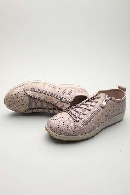 Gondol Hakiki Deri Günlük Rahat Fermuarlı Yazlık Ayakkabı zx.2403 - Gri - 36