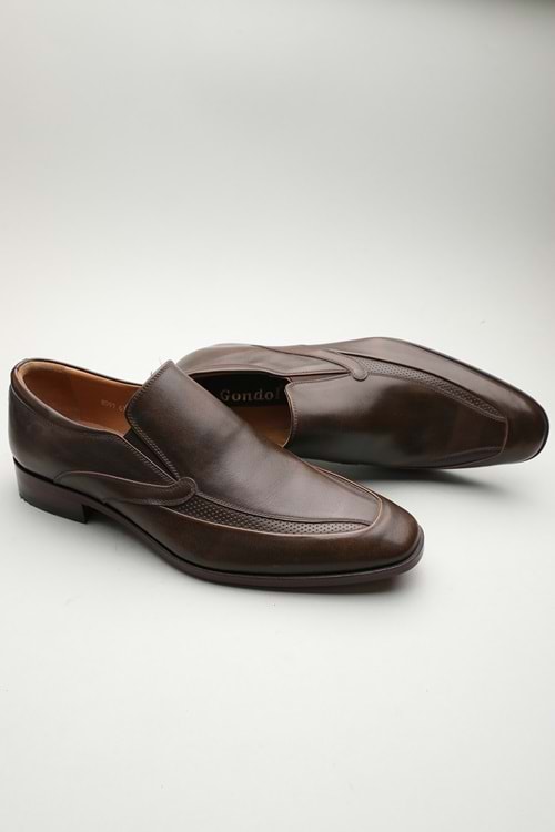 Gondol Erkek Hakiki Deri Klasik Kösele Kahverengi 42 ttx.165