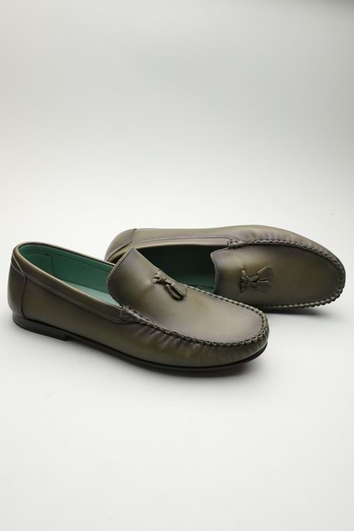 Gondol Erkek Hakiki Deri Klasik Loafer Haki 42 ttx.601108
