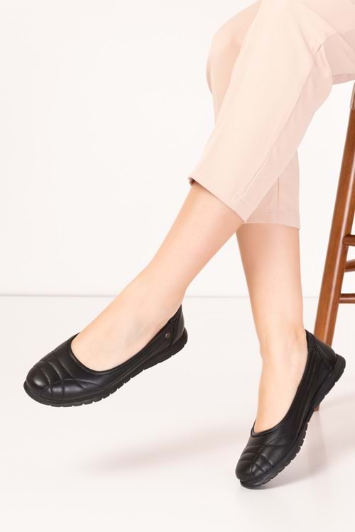 Gondol Kadın Hakiki Deri Tüy Kadar Hafif Günlük Rahat Babet usl.2026 - Siyah - 36