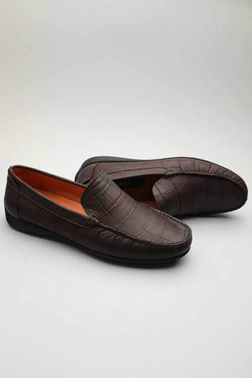 Gondol Erkek Hakiki Deri Klasik Loafer Kahve Croco 42 ttx.601134