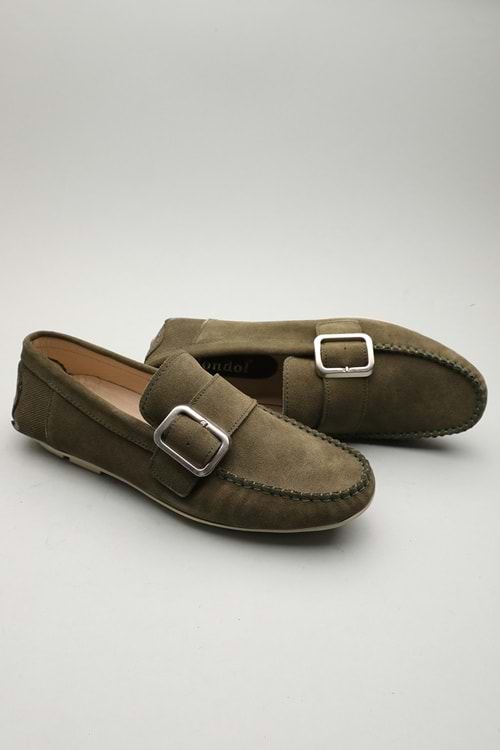 Gondol Erkek Hakiki Deri Klasik Loafer Haki Süet 41 ttx.601136