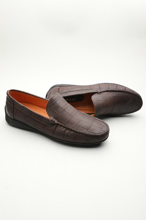 Gondol Erkek Hakiki Deri Klasik Loafer Kahve Croco 43 ttx.601170