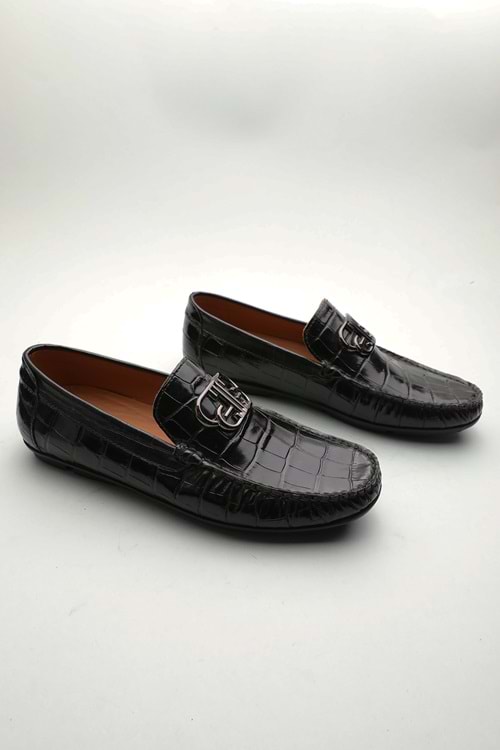 Gondol Erkek Hakiki Deri Klasik Loafer Siyah Croco 41 ttx.601177