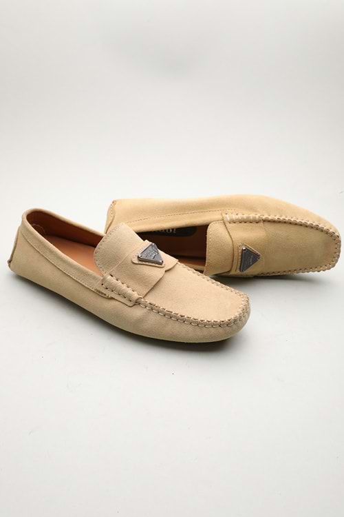 Gondol Erkek Hakiki Deri Klasik Loafer Bej Yeşil 42 ttx.601187