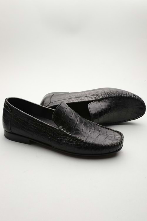 Gondol Erkek Hakiki Deri Klasik Loafer Siyah Croco 42 ttx.601192