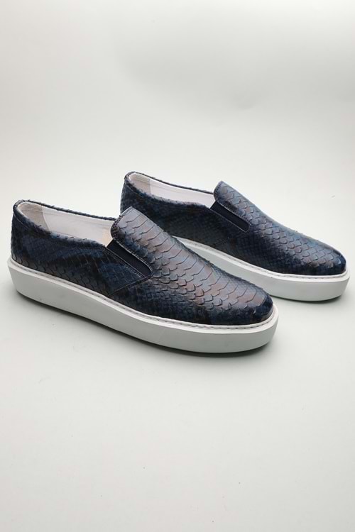 Gondol Erkek Hakiki Deri Klasik Loafer Mavi Yılan 46 ttx.601199