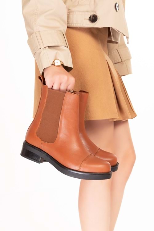 Gondol Hakiki Deri Lastikli Çekme Bot Belen - Taba - 36