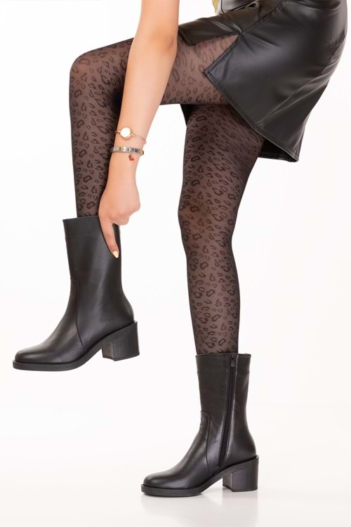 Gondol Hakiki Deri Günlük Şık Uzun Bot Wanda - Siyah - 39