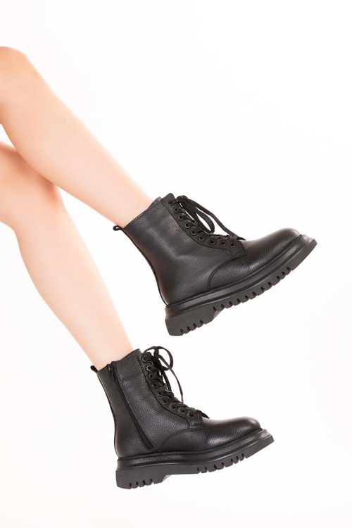 Gondol Kadın Hakiki Deri Günlük Postal Bot Willa - Siyah - 36