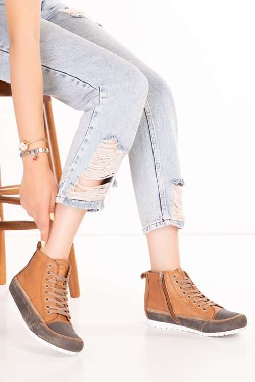 Gondol Hakiki Deri Günlük Hafif Günlük Bot Zenia - Taba - 40