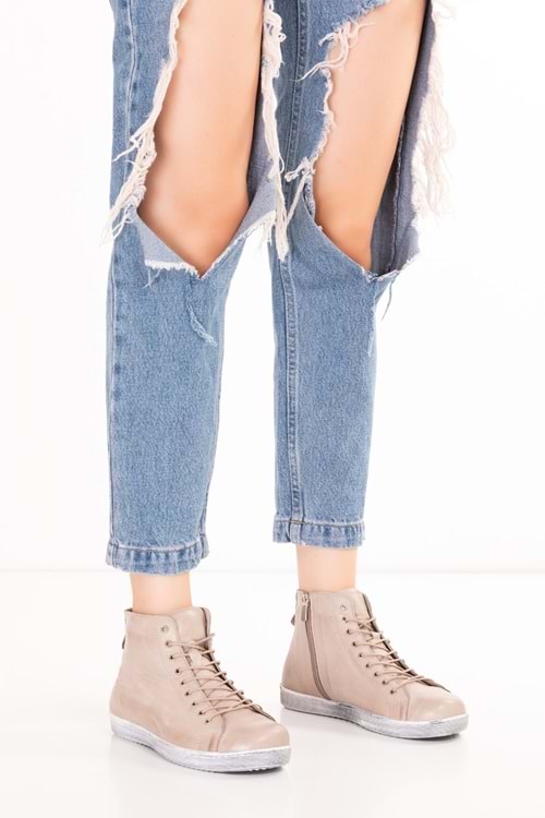 Gondol Hakiki Deri Günlük Hafif Yumuşak Spor Bot Zetia - Vizon - 41