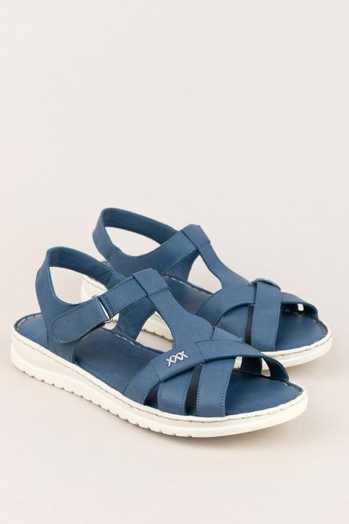 Gondol Hakiki Deri Rahat Günlük Sandalet asy.710 - Mavi - 41