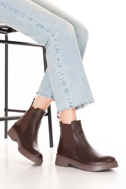 Gondol Hakiki Deri Çift Lastikli Günlük Hafif Bot Shakira - Kahverengi - 37