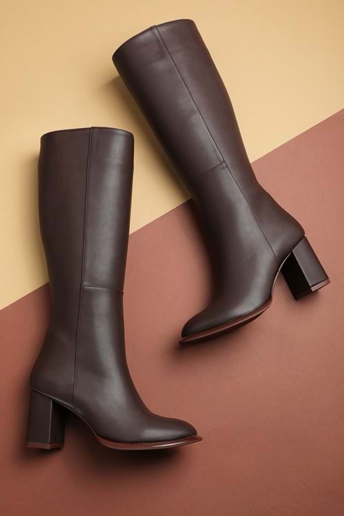 Gondol Kadın Klasik Topuklu Çizme mad.1256 - Kahverengi - 36